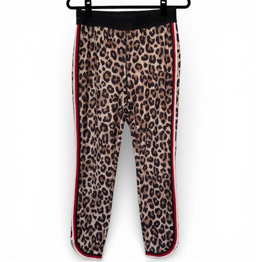 Pam & Gela Leopard Print Track Pants Red White Side Stripe Size Large - Picture 4 of 10